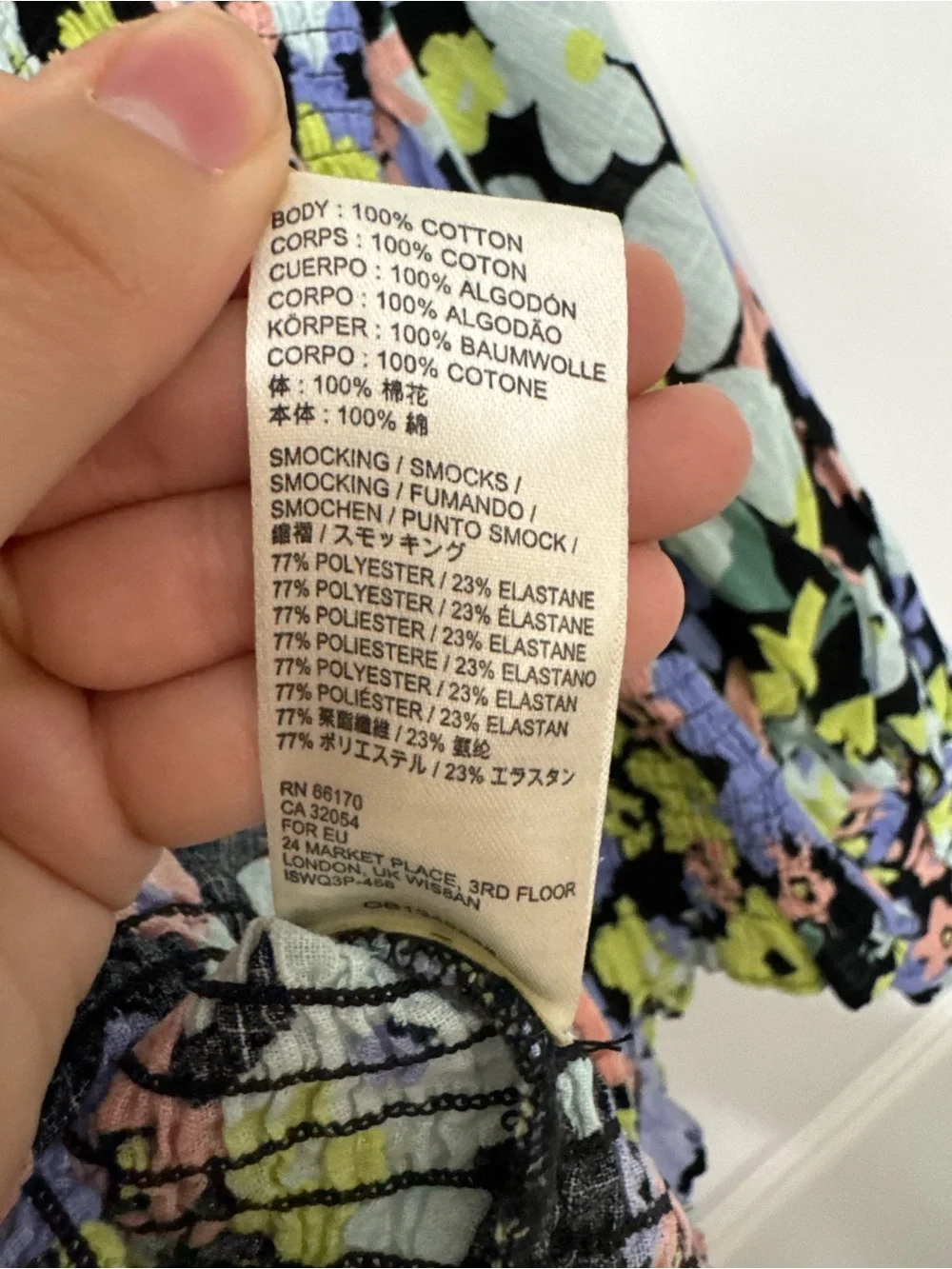 Free People Black Floral Smocked Long-Sleeve Top Size Medium